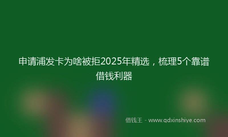 申请浦发卡为啥被拒2025年精选，梳理5个靠谱借钱利器
