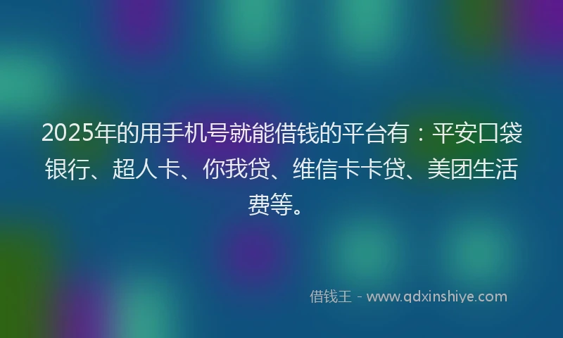 2025年的用手机号就能借钱的平台有：平安口袋银行、超人卡、你我贷、维信卡卡贷、美团生活费等。