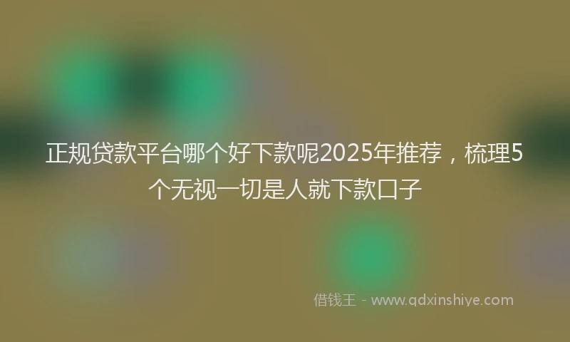 正规贷款平台哪个好下款呢2025年推荐，梳理5个无视一切是人就下款口子