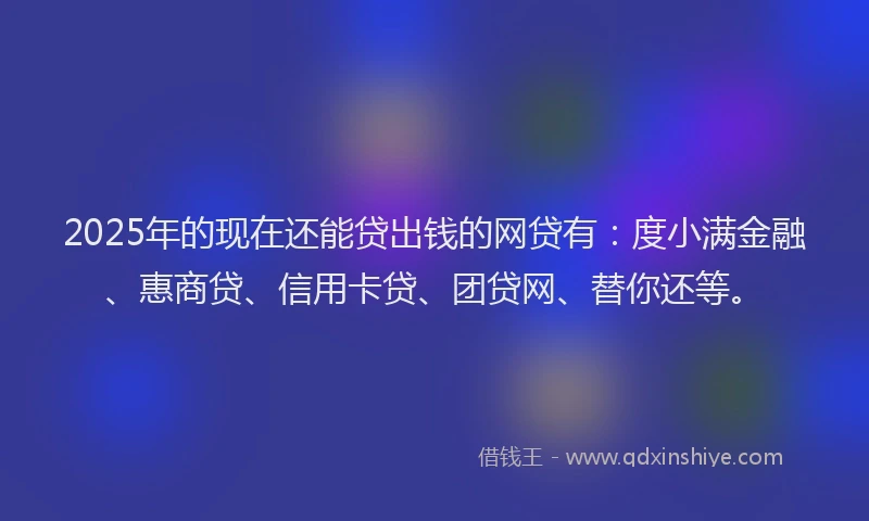 2025年的现在还能贷出钱的网贷有：度小满金融、惠商贷、信用卡贷、团贷网、替你还等。