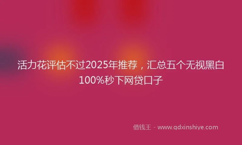 活力花评估不过2025年推荐，汇总五个无视黑白100%秒下网贷口子