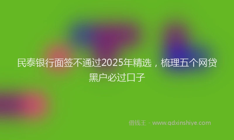 民泰银行面签不通过2025年精选，梳理五个网贷黑户必过口子