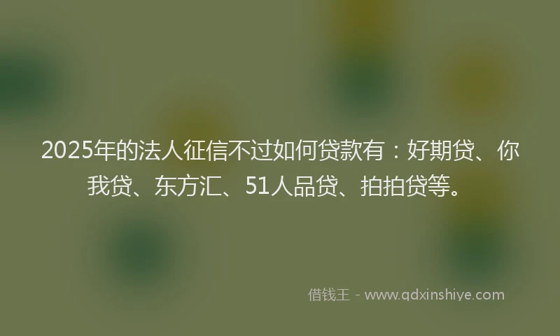 2025年的法人征信不过如何贷款有：好期贷、你我贷、东方汇、51人品贷、拍拍贷等。