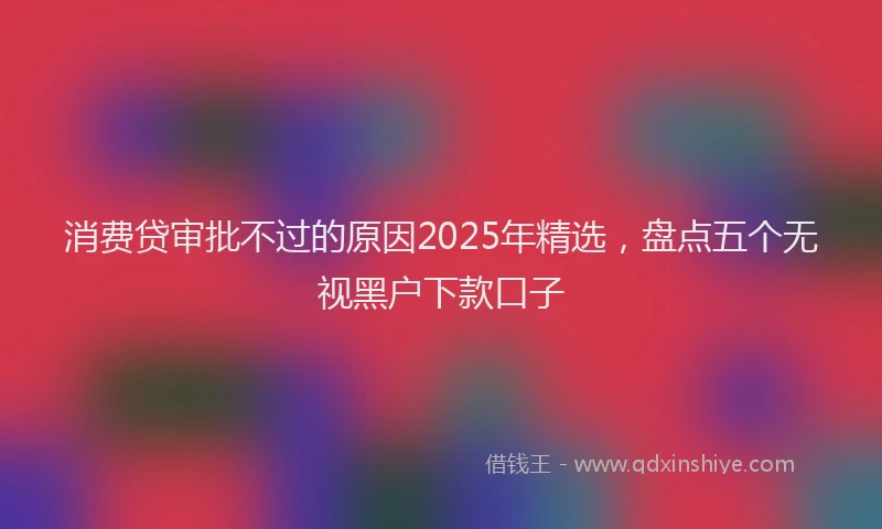 消费贷审批不过的原因2025年精选，盘点五个无视黑户下款口子