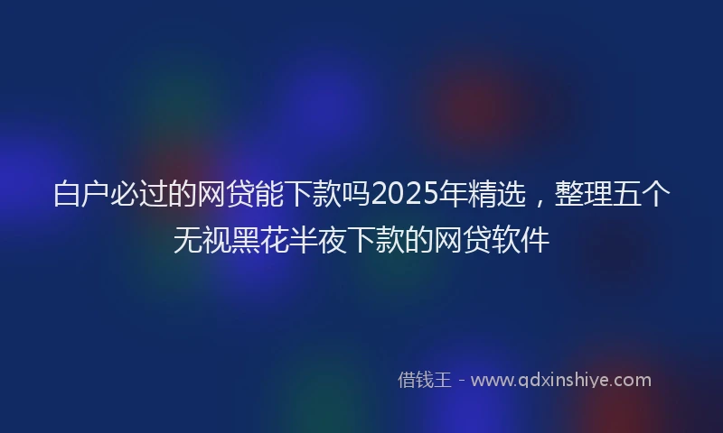 白户必过的网贷能下款吗2025年精选，整理五个无视黑花半夜下款的网贷软件
