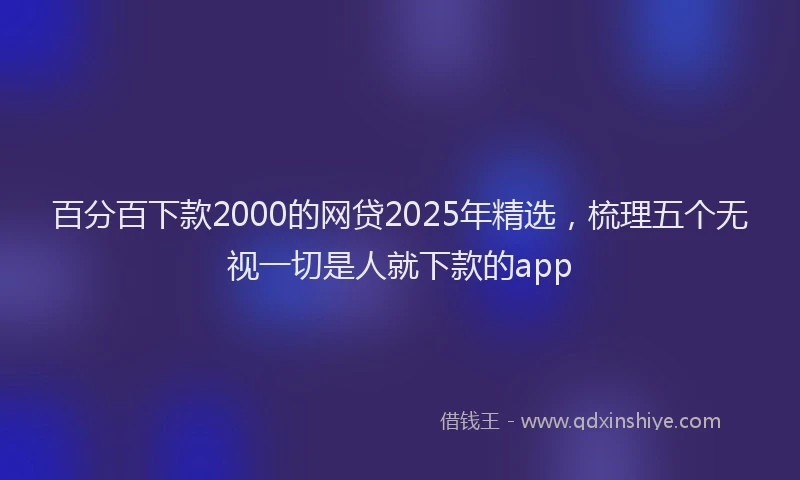 百分百下款2000的网贷2025年精选，梳理五个无视一切是人就下款的app