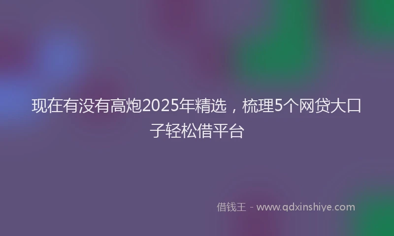 现在有没有高炮2025年精选，梳理5个网贷大口子轻松借平台