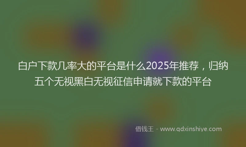 白户下款几率大的平台是什么2025年推荐，归纳五个无视黑白无视征信申请就下款的平台