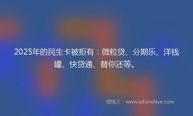2025年的民生卡被拒有：微粒贷、分期乐、洋钱罐、快贷通、替你还等。