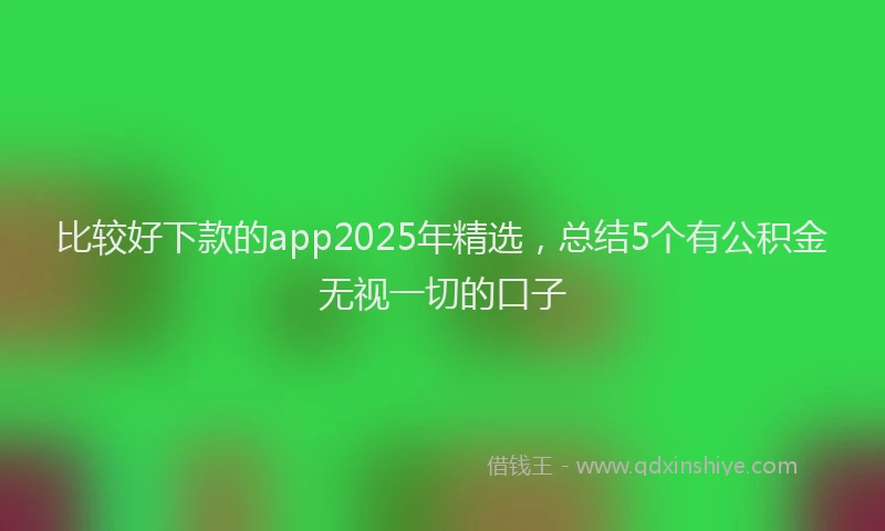 比较好下款的app2025年精选，总结5个有公积金无视一切的口子