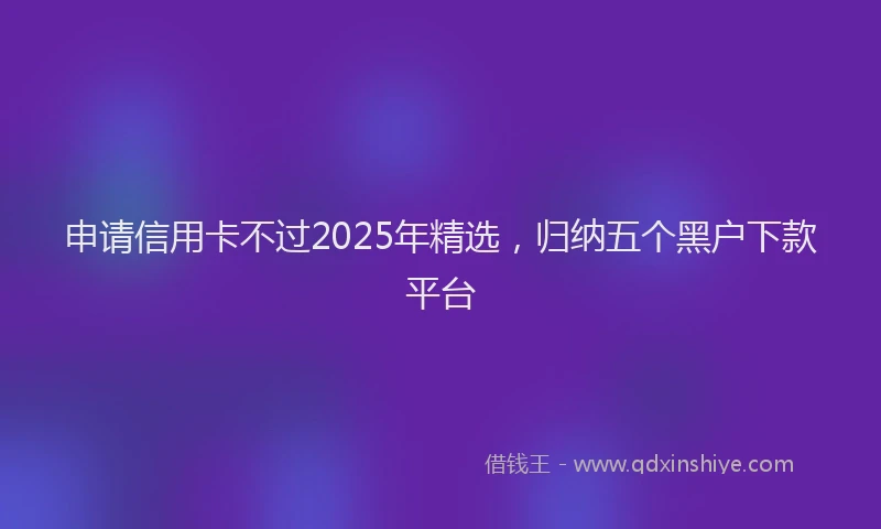 申请信用卡不过2025年精选，归纳五个黑户下款平台