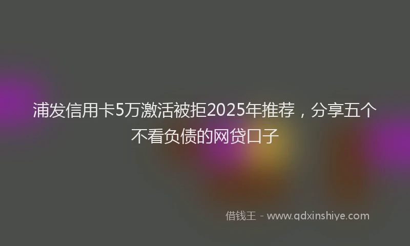 浦发信用卡5万激活被拒2025年推荐，分享五个不看负债的网贷口子