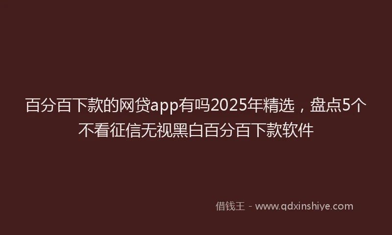 百分百下款的网贷app有吗2025年精选，盘点5个不看征信无视黑白百分百下款软件