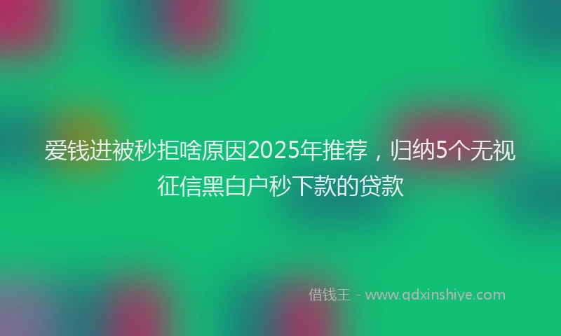 爱钱进被秒拒啥原因2025年推荐，归纳5个无视征信黑白户秒下款的贷款