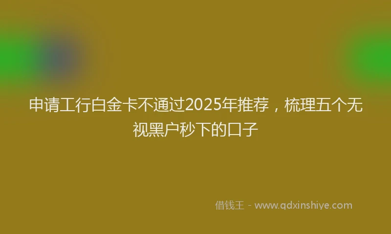 申请工行白金卡不通过2025年推荐，梳理五个无视黑户秒下的口子