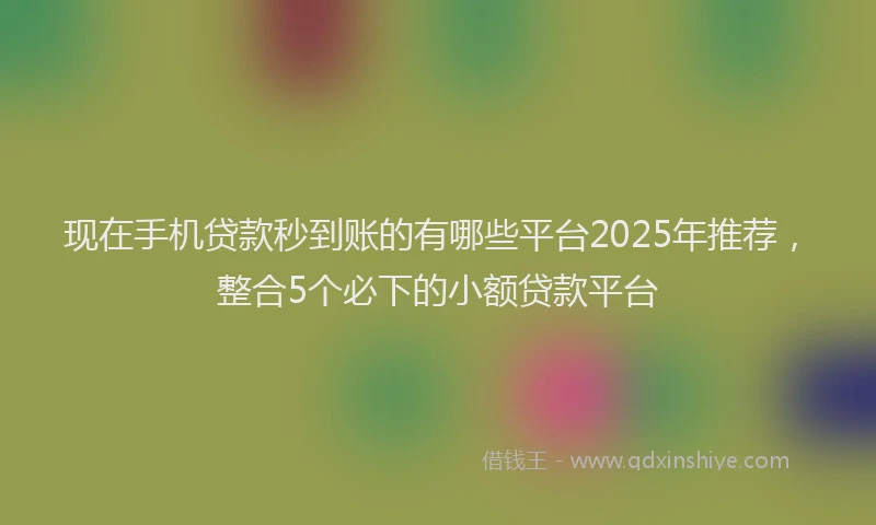 现在手机贷款秒到账的有哪些平台2025年推荐，整合5个必下的小额贷款平台