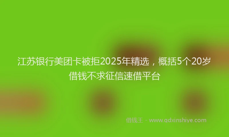 江苏银行美团卡被拒2025年精选，概括5个20岁借钱不求征信速借平台