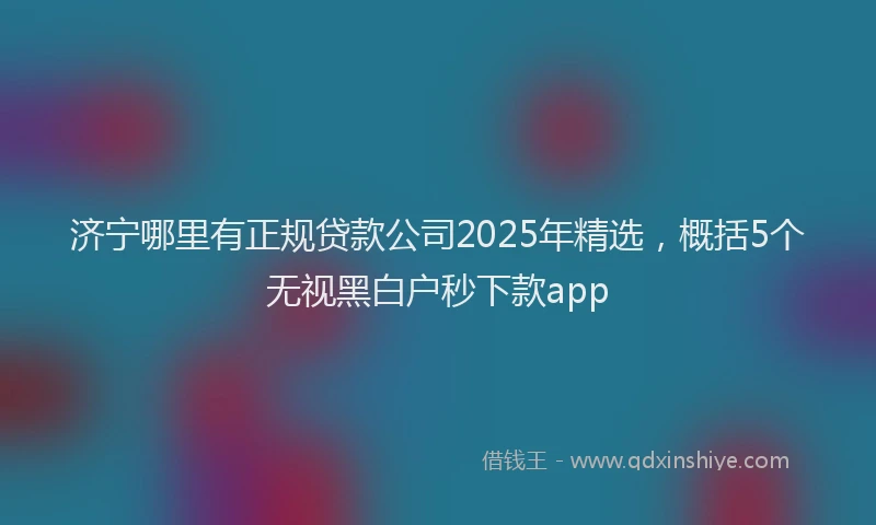 济宁哪里有正规贷款公司2025年精选，概括5个无视黑白户秒下款app