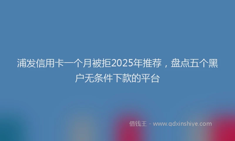 浦发信用卡一个月被拒2025年推荐，盘点五个黑户无条件下款的平台