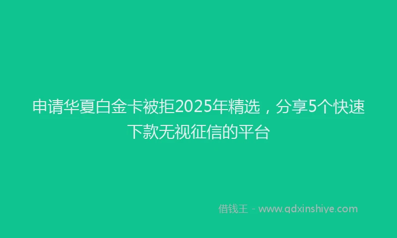 申请华夏白金卡被拒2025年精选，分享5个快速下款无视征信的平台