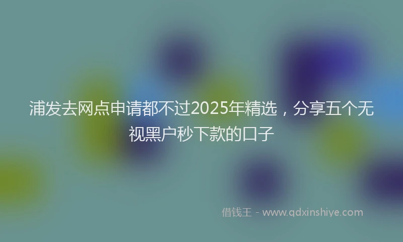 浦发去网点申请都不过2025年精选，分享五个无视黑户秒下款的口子
