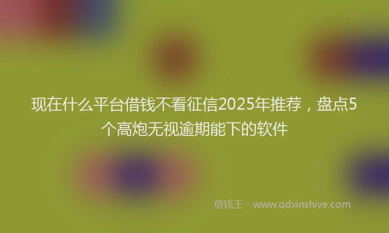 现在什么平台借钱不看征信2025年推荐，盘点5个高炮无视逾期能下的软件