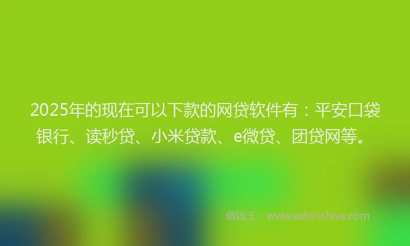 2025年的现在可以下款的网贷软件有：平安口袋银行、读秒贷、小米贷款、e微贷、团贷网等。