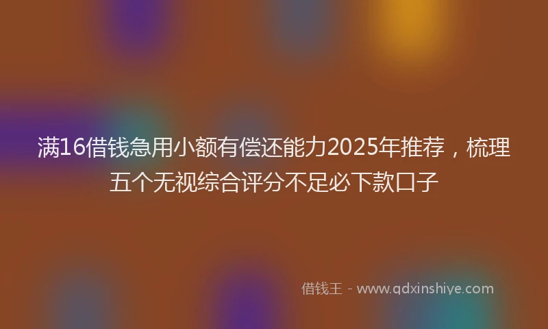 满16借钱急用小额有偿还能力2025年推荐，梳理五个无视综合评分不足必下款口子