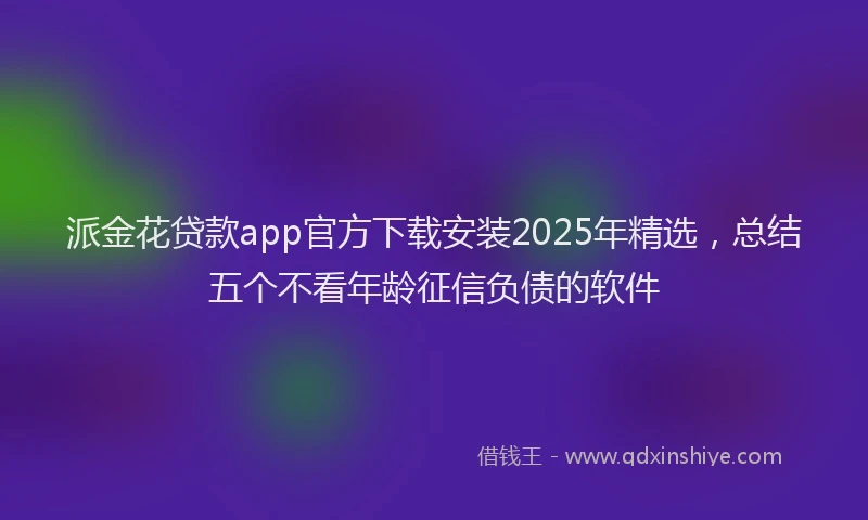 派金花贷款app官方下载安装2025年精选，总结五个不看年龄征信负债的软件
