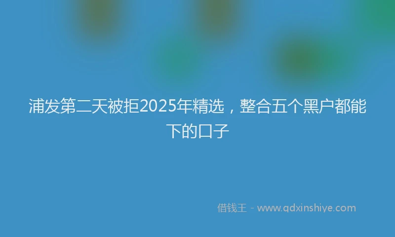 浦发第二天被拒2025年精选，整合五个黑户都能下的口子