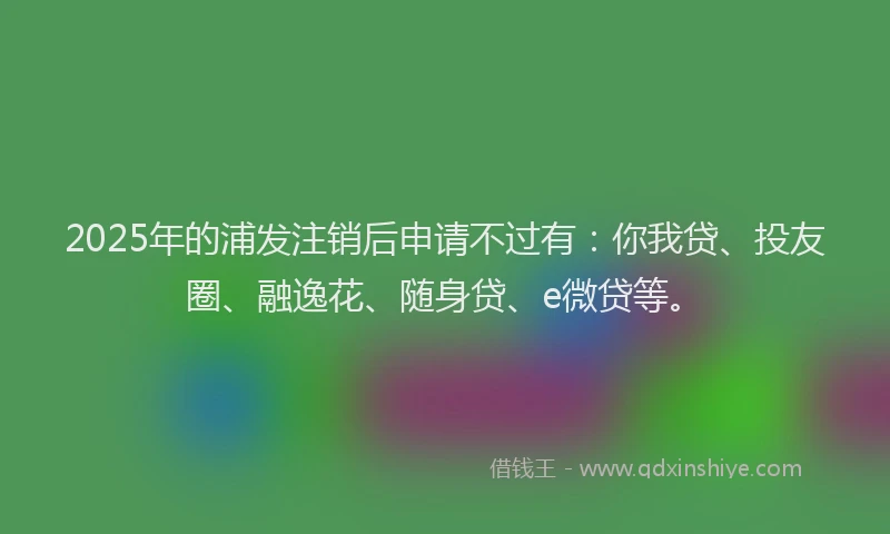 2025年的浦发注销后申请不过有：你我贷、投友圈、融逸花、随身贷、e微贷等。