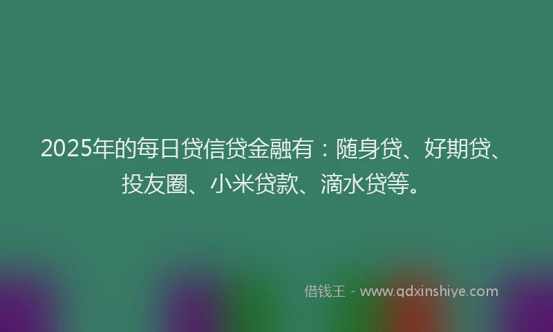 2025年的每日贷信贷金融有：随身贷、好期贷、投友圈、小米贷款、滴水贷等。