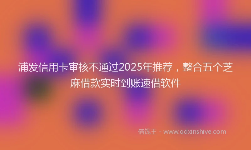 浦发信用卡审核不通过2025年推荐，整合五个芝麻借款实时到账速借软件