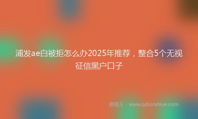浦发ae白被拒怎么办2025年推荐，整合5个无视征信黑户口子
