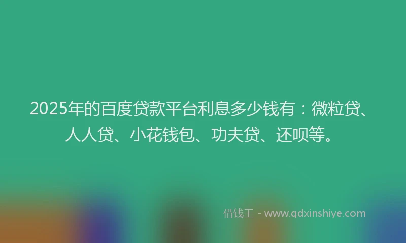 2025年的百度贷款平台利息多少钱有：微粒贷、人人贷、小花钱包、功夫贷、还呗等。