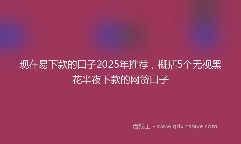 现在易下款的口子2025年推荐，概括5个无视黑花半夜下款的网贷口子