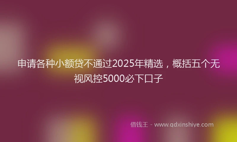 申请各种小额贷不通过2025年精选，概括五个无视风控5000必下口子