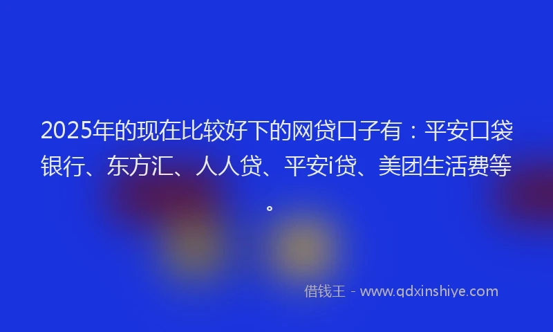 2025年的现在比较好下的网贷口子有：平安口袋银行、东方汇、人人贷、平安i贷、美团生活费等。