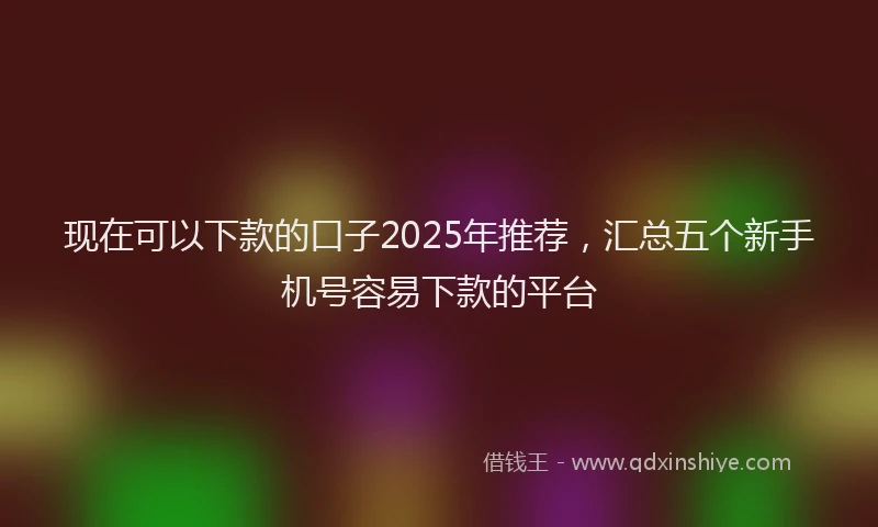 现在可以下款的口子2025年推荐，汇总五个新手机号容易下款的平台