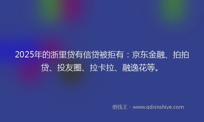 2025年的浙里贷有信贷被拒有：京东金融、拍拍贷、投友圈、拉卡拉、融逸花等。