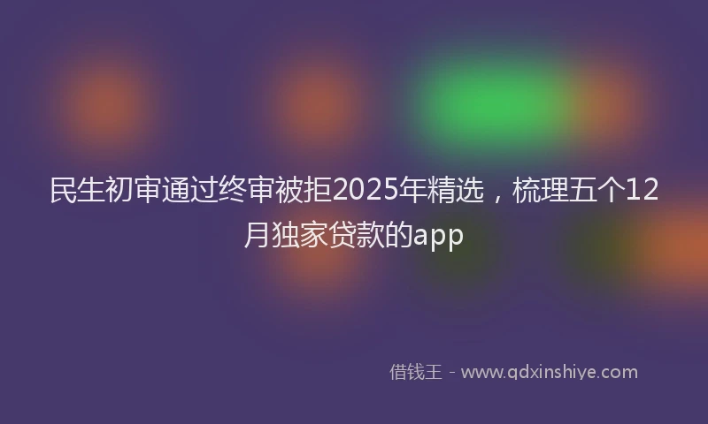 民生初审通过终审被拒2025年精选，梳理五个12月独家贷款的app