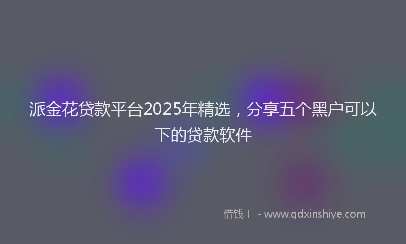 派金花贷款平台2025年精选，分享五个黑户可以下的贷款软件