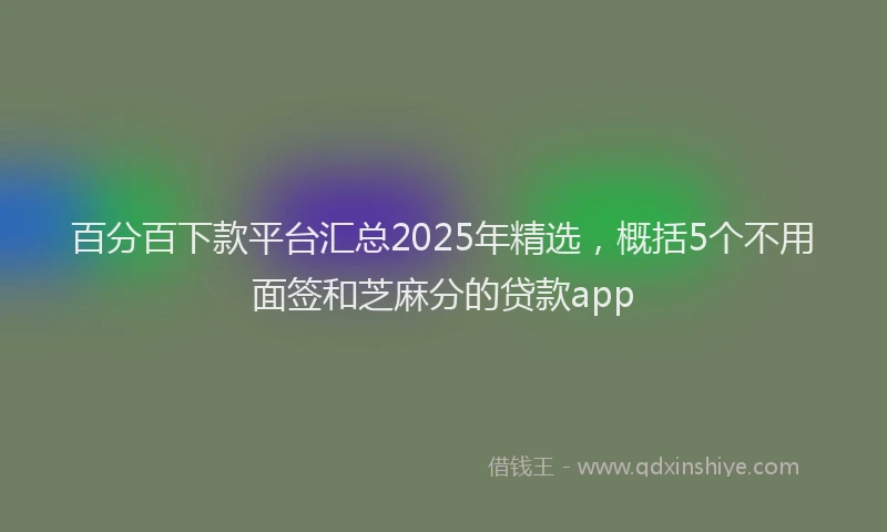 百分百下款平台汇总2025年精选，概括5个不用面签和芝麻分的贷款app