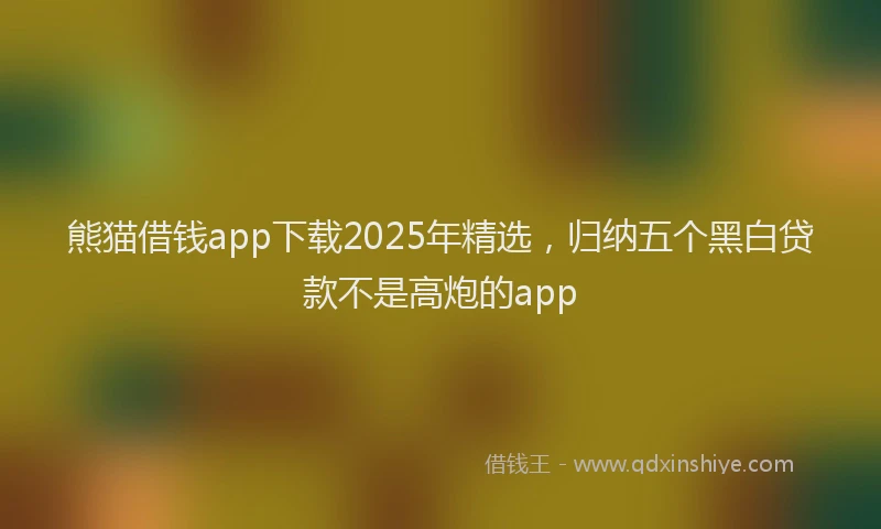 熊猫借钱app下载2025年精选，归纳五个黑白贷款不是高炮的app