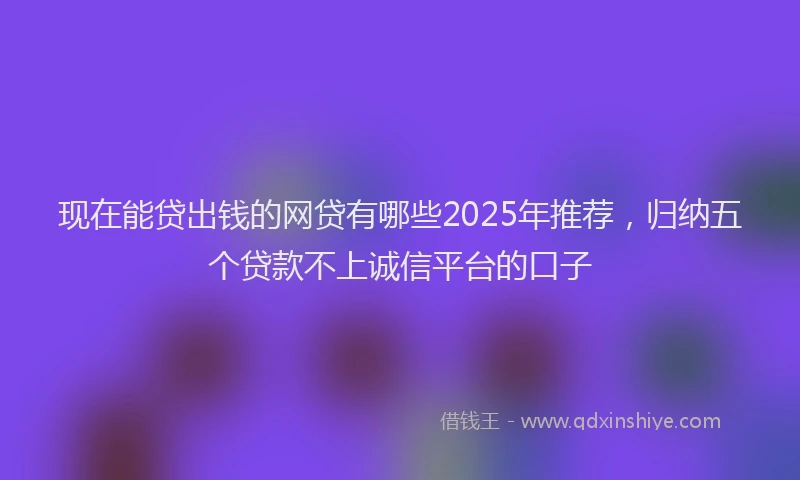 现在能贷出钱的网贷有哪些2025年推荐，归纳五个贷款不上诚信平台的口子