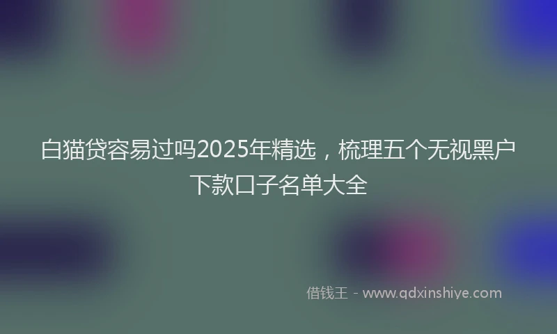 白猫贷容易过吗2025年精选，梳理五个无视黑户下款口子名单大全