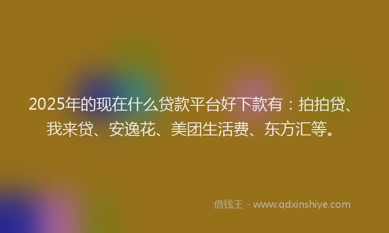2025年的现在什么贷款平台好下款有：拍拍贷、我来贷、安逸花、美团生活费、东方汇等。