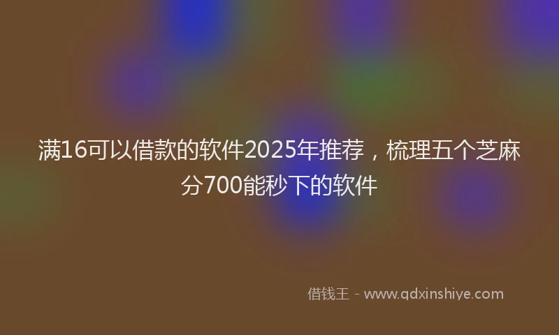 满16可以借款的软件2025年推荐，梳理五个芝麻分700能秒下的软件
