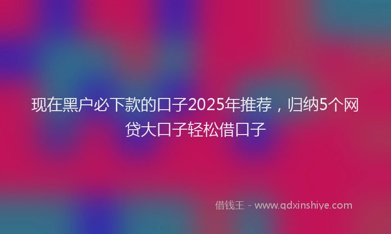 现在黑户必下款的口子2025年推荐，归纳5个网贷大口子轻松借口子