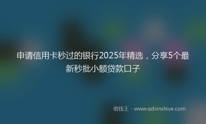 申请信用卡秒过的银行2025年精选，分享5个最新秒批小额贷款口子